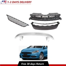 Front Bumper Reinforcement Molding & Upper & Lower Grille For 2013-16 Dodge Dart