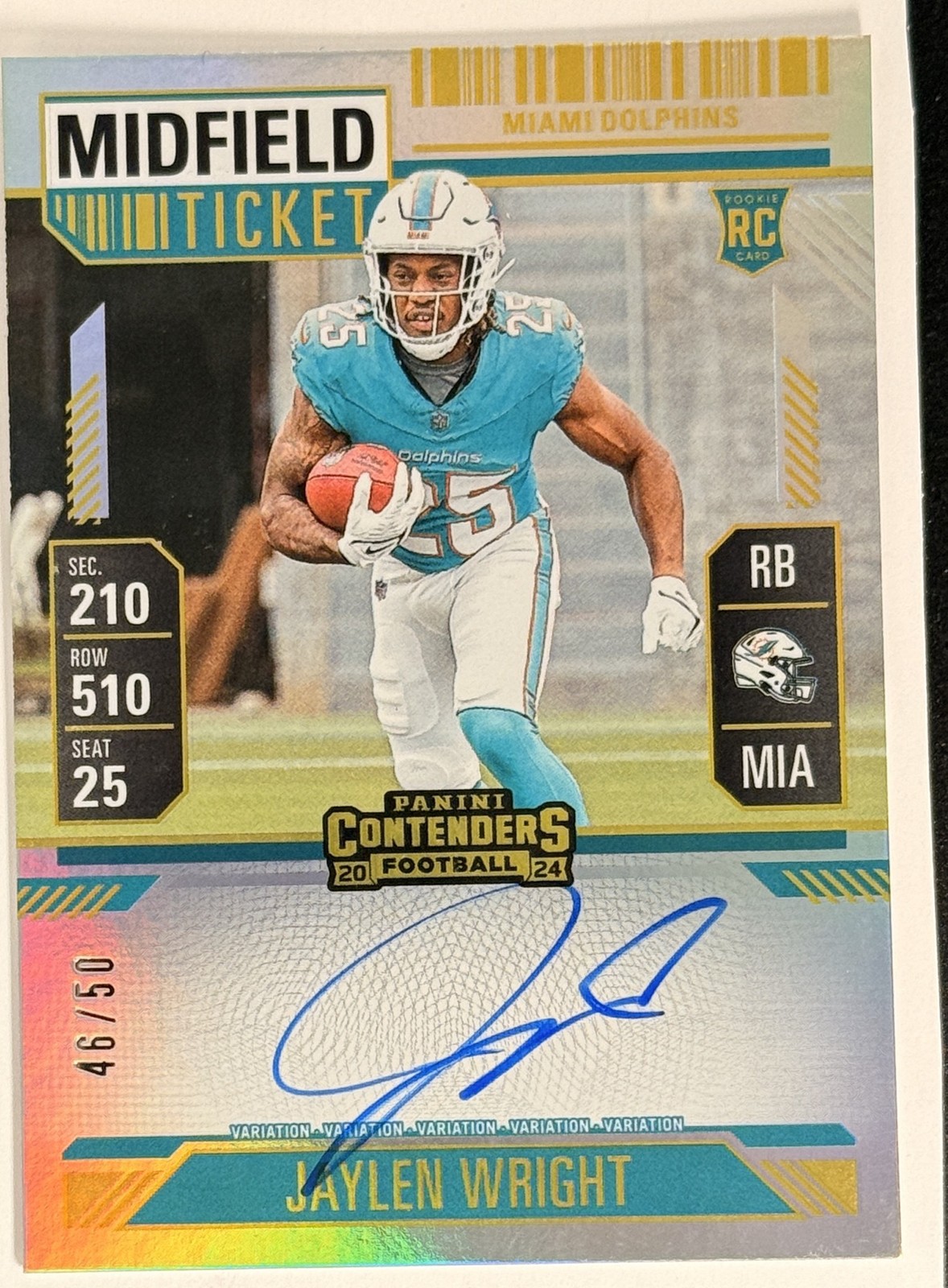 2024 Panini Contenders #132 Jaylen Wright Midfield Ticket /50 auto