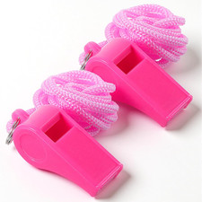 2 Pcs Loud Sports Whistle with Lanyard, Pink Coach Whistles with Lanyard, High-P