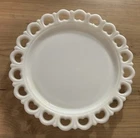 Vintage 13 Inch Lace Scallop Edged Anchor Hocking Milk Glass Platter