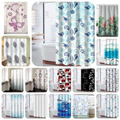 Wasserdichter Polyester Badezimmer Dusche Duschvorhang Bedruckter Stoff mit 12 Haken