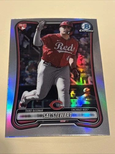 2026 SAL STEWART BOWMAN CHROME #6 RC RED ROOKIE LOGO REFRACTOR!!
