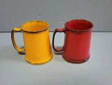 Thomas Germany Rosenthal Porcelain Yellow Red Stein Mugs Vintage