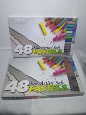 2 Boxes Vintage Koss Artists Soft Pastels Chalk 48 Square Pastels Some Used