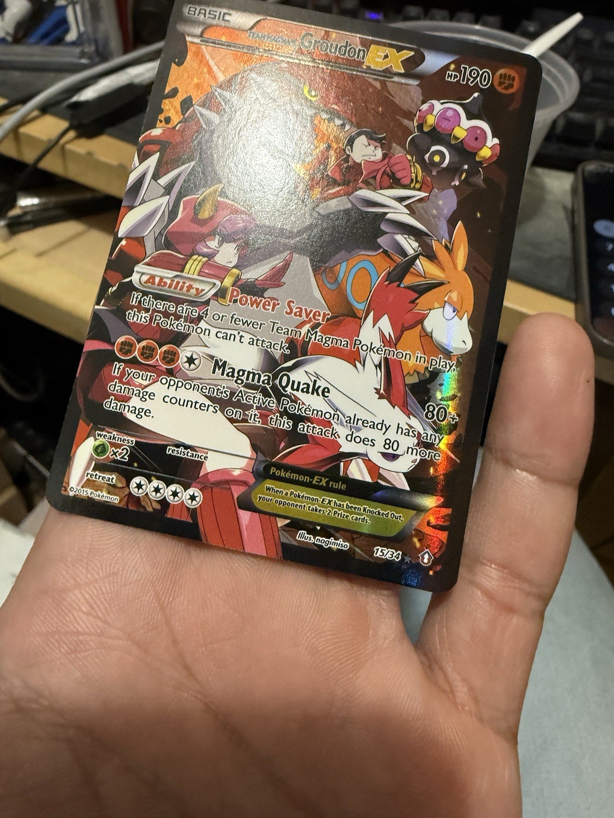 Team Magma's Groudon EX 15/34 Double Crisis Holo - Used, Perfect Condition