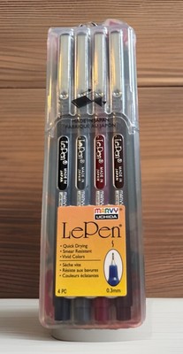 Marvy Uchida Le Pen Mirco Plastic Tip X-Fine Dark Set/4 Ast Colors Office School
