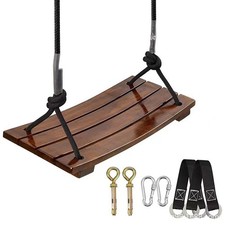 Solid Wood Swing Wooden Swing Seat Maximum Load 440Lbs for Kids Adults Garden