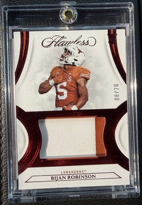 2023 Panini Flawless Bijan Robinson Texas Longhorns Jersey Patch 8/20 Falcons