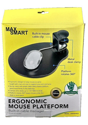 NIB - Max Smart Ergonomic Mouse Platform With Built-in Cable Manager Black - NIB