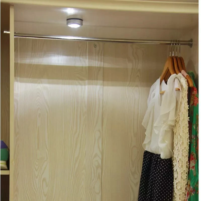 2X Battery Mini 3 LED Push On Off Light Utility Cabinet Closet Lighting Silver - Image 4 of 4