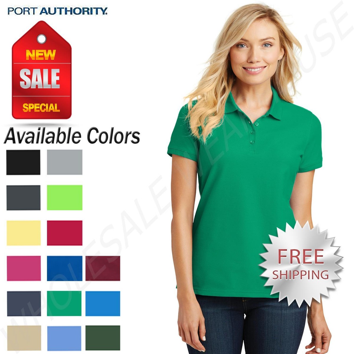 Port Authority Womens Core Classic Pique Polo Shirt Sizes XS-6XL 