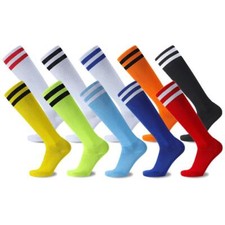 White  Black Striped Over-the-Calf Sports Socks for All Ages  Genders
