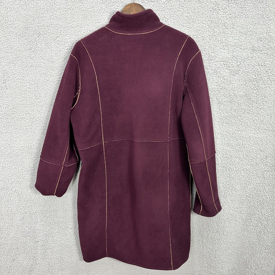 Susan Graver Purple Beige Button-Up Reversible Fleece Coat Womens Medium Retro - Image 4 of 4