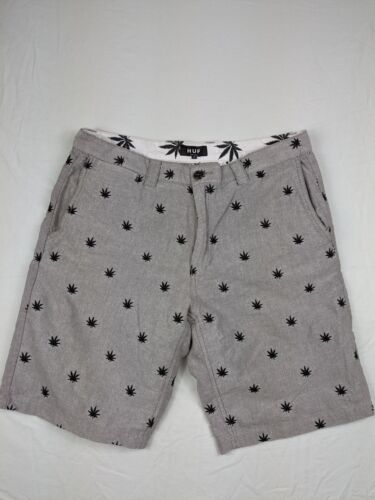 Huf embroidered Weed Leaf Chino Walk Shorts Aop All Over Print Size 32 Grey