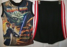 Yoda Star Clone Wars Force Power Strength Shorts  Shirt Set Boys Size 6 / 7 NWT
