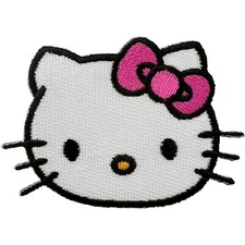 Hello Kitty Patch Iron On Sew On Clothes Bag Pyjamas Dress Cat Embroidered Badge