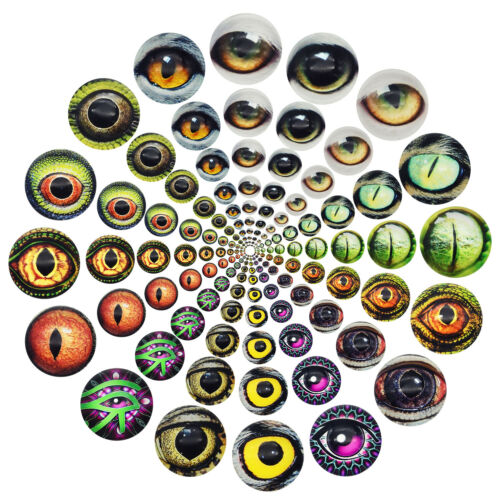 Cabochons décoratifs en verre 6-30 mm yeux de dragon yeux d'animaux design dos plat pour artisanat - Photo 1 sur 20