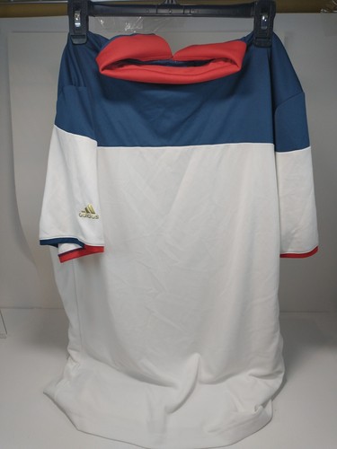 ADIDAS GOLF Men's USA CLIMACOOL Short Sleeve Polo Shirt White Blue Sz L - Picture 2 of 3