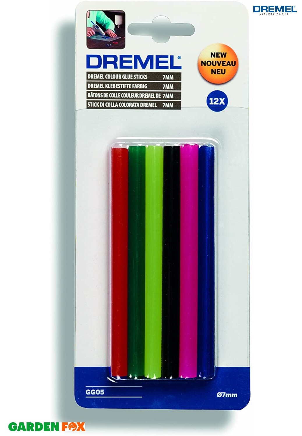 Dremel High Temp Glue 7mm Coloured Sticks 12 Set 2615GG05JA 8710364052462 ZTA