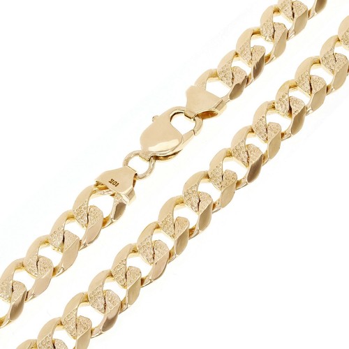 10k Yellow Gold Solid Pave Curb Cuban 