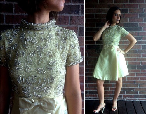 Vintage 60s CHAMPAGNE Rhinestone 