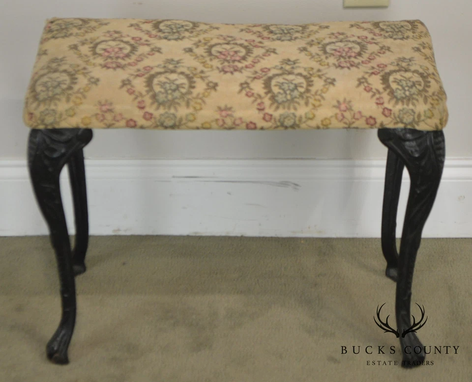 Antique Rococo Style Iron Leg Vanity Bench - Image 4 of 4