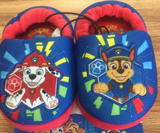 PAW PATROL SIZE 5-6 CHASE MARSHALL Plush Slippers House Shoes NEW