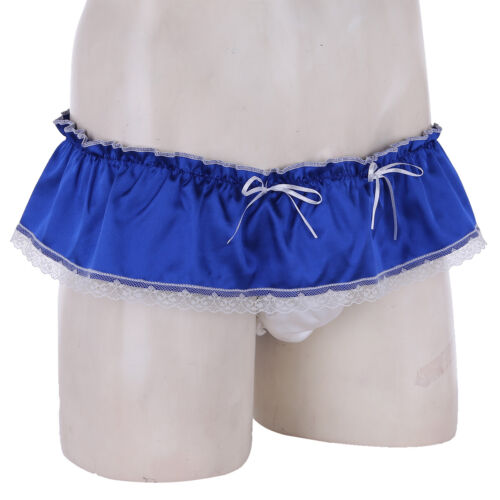 Men's Sissy Briefs Bloomers Frilly Satin Crossdress Skirted Panties Underwear - Picture 236 of 308