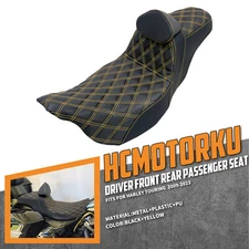 Driver Passenger Seat Gold Line w/ Backrest For Harley Road King Glide 2009-2023