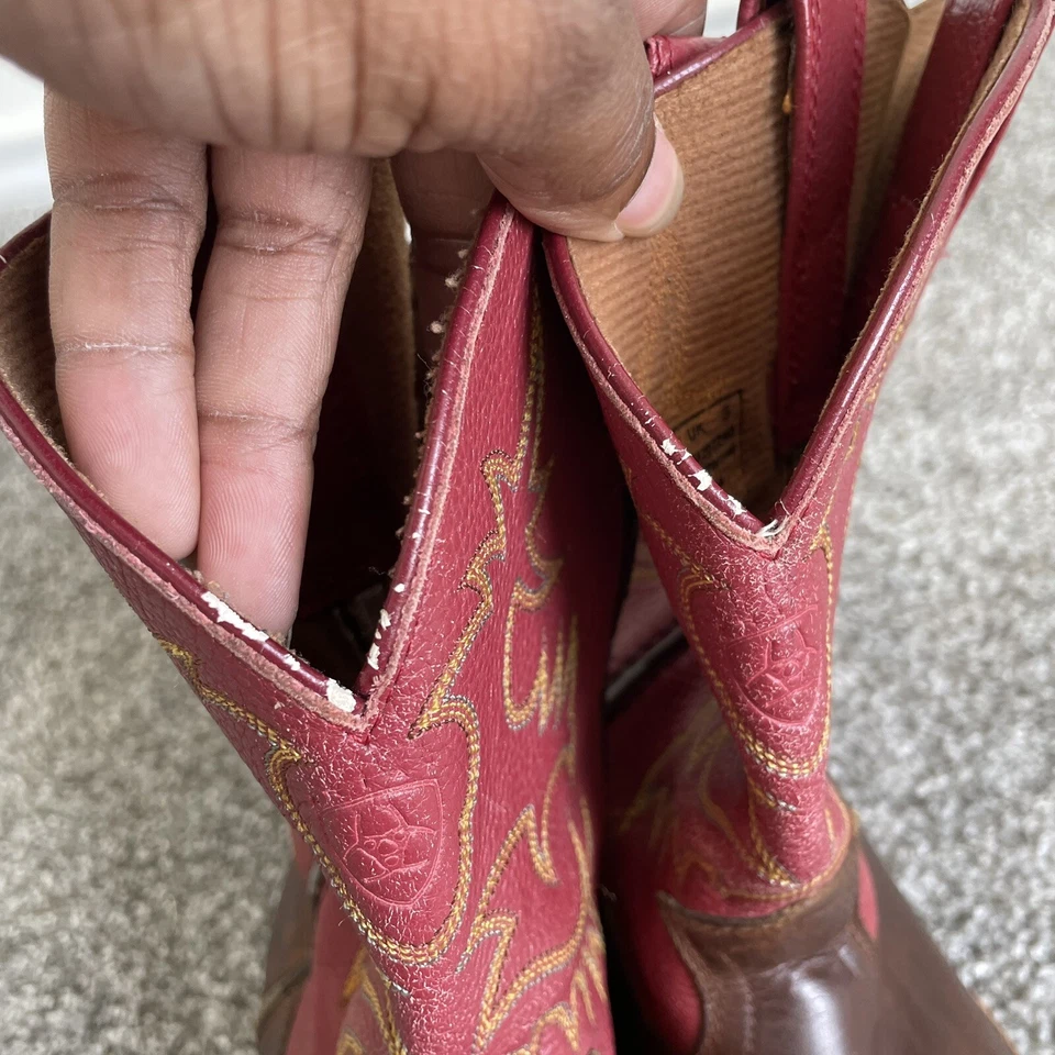 Ariat Cowboy Boots Kids Size 4 Youth Red/ Brown Leather Western Shoes 32713Y - Image 4 of 4