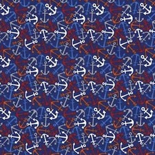 Colorful Anchors Packed Navy Blue 100 Cotton Fabric by The Yard