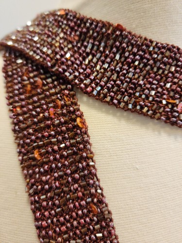 Nine West Collection XIIX Copper Beaded Designer Scarf Sash NWT - Picture 2 of 6