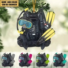 Personalized Scuba Diving Christmas Ornament, Scuba Diving Gear Acrylic Ornament