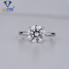 1.35 TCW Round Cut Diamond Ring 925 silver Labstone