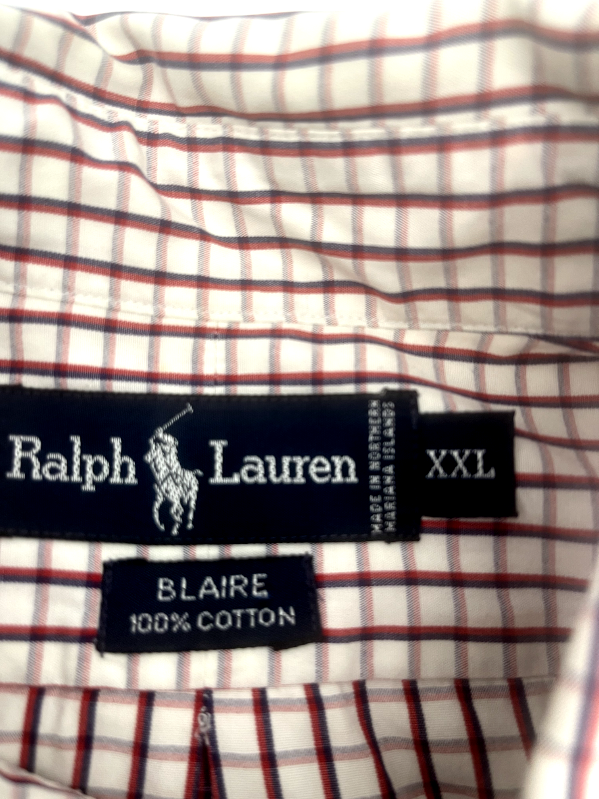 Camicia Ralph Lauren vintage uomo 2XL rosso bianco grigio a quadri Blaire pony logo bottone