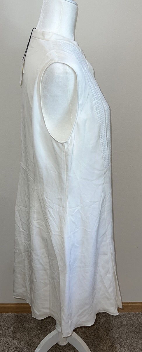 vince white pleated dress Women's Pintuck Pleated A-Line Dress, Off White, Size XS