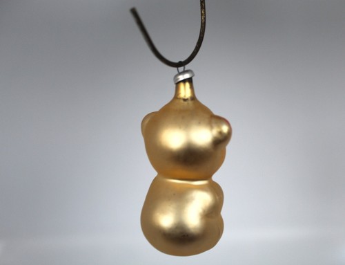 Vintage Blown Glass 2" Gold Tone Teddy Bear Christmas Tree Ornament Decoration - Picture 2 of 4