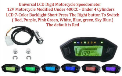 Universal Motorcycle Odometer Speedometer Digital LCD Backlight Tachometer Gauge