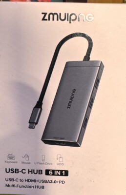 4K USB C Hub Adapter for MacBook Air, USB C HDMI , 6 in 1 USBC HDMI type C