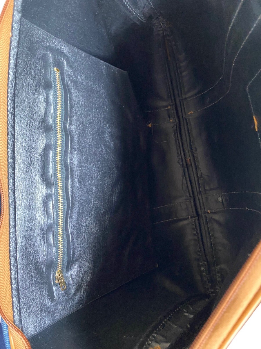 1960s Vintage Levi's Denim Flat Tote Bag Purse Leather Label