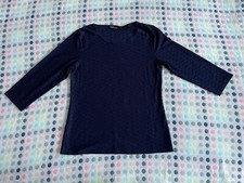 David Lawrence Textured Size S Navy Fitted Long Sleeve Top BNWOT