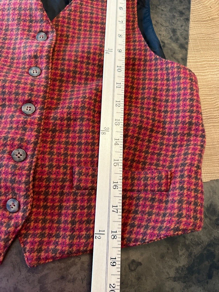 ВИНТАЖНЫЙ GAP KIDS ШЕРСТИ СМЕСЬ КЛЕТКУ HERRINGBONE ИТАЛИИ СДЕЛАНО ЖИЛЕТ МАЛЬЧИКОВ M/L 8 10 - Изображение 4 из 4