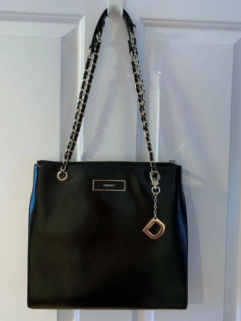 Dkny black shop leather purse