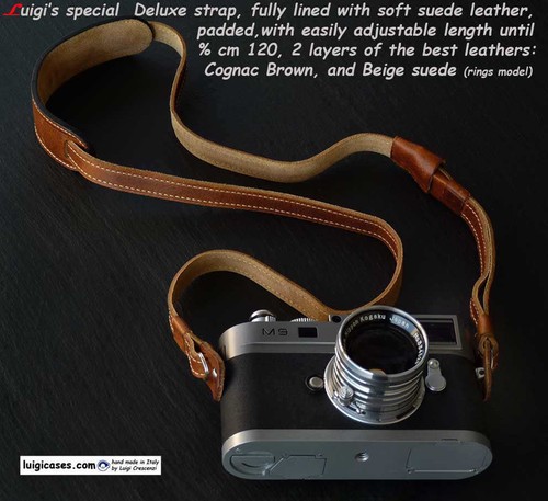 LUIGI's BROWN DELUXE STRAP FULLY LINED IN BEIGE,fit LEICA,NIKON,CANON,ZEISS,FUJI - 第 1/3 張圖片