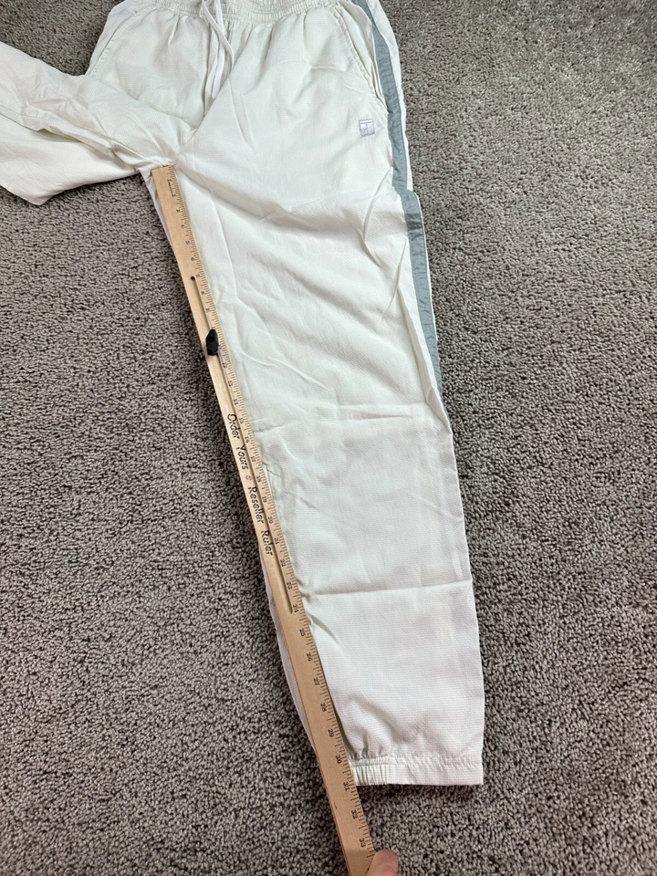 Pantalones de Tenis Nike DE COLECCIÓN Para Hombres M Blanco Gris A Cuadros Calentamiento Forrado Cancha LEER Foto 4 de 4