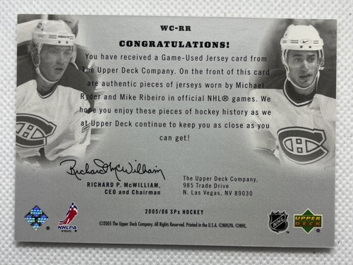 2005-06 SPx Winning Combos /350 Michael Ryder Mike Ribeiro #WC-RR - Picture 2 of 2