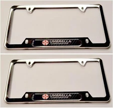 Chrome Umbrella Corporation License Plate Cover Frame Car Tag Holder Rust Free  