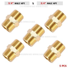 5 X Brass Pipe Hex Nipple 3/4" Male NPT X 3/4" Male NPT Fitting Fuel,Oil,Gas...