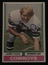 LARRY COLE 1974 TOPPS SIGNED AUTOGRAPHED CARD DALLAS COWBOYS