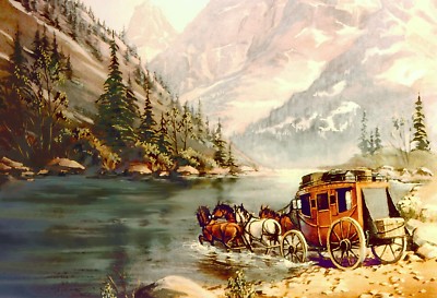 ACEO, ATC Limited Ed. RIVER STAGECOACH by Sharon Sharpe!!